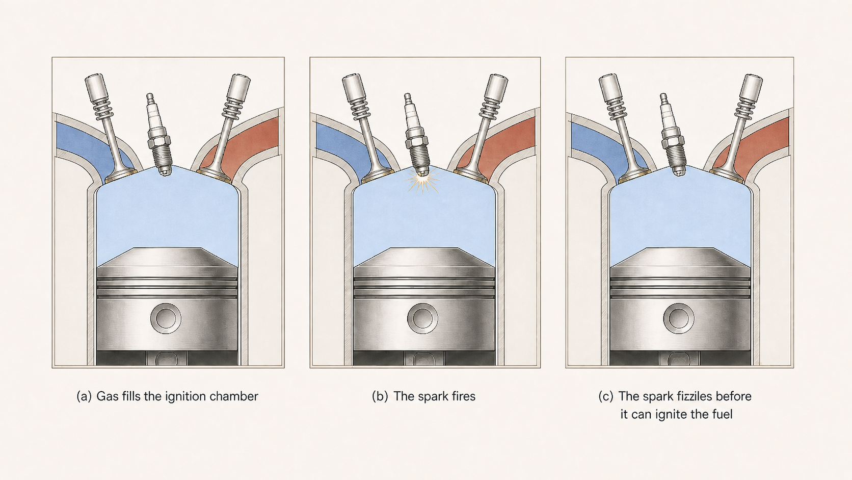 Failed spark ignition context image for catalytic ignition operating conditions